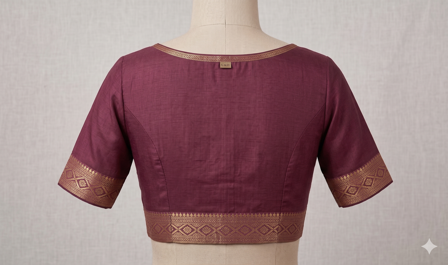 Mustard Yellow & Plum Silk Saree with Zari Border