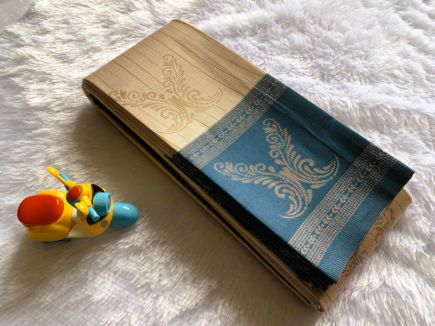 Vihara Silk Cotton Cream with Blue Border Saree